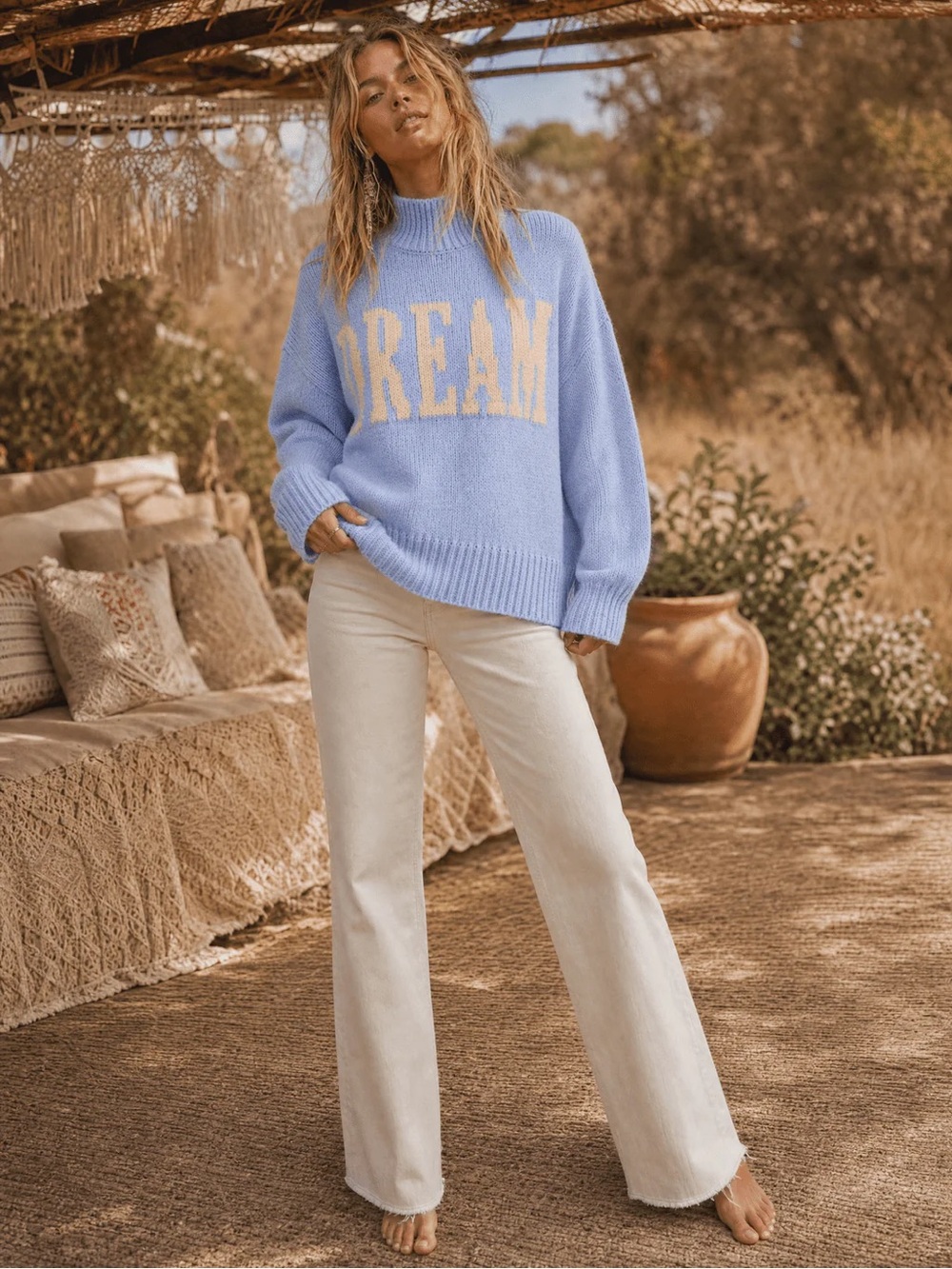 Le Lis Ice Blue Turtleneck Pullover Sweater